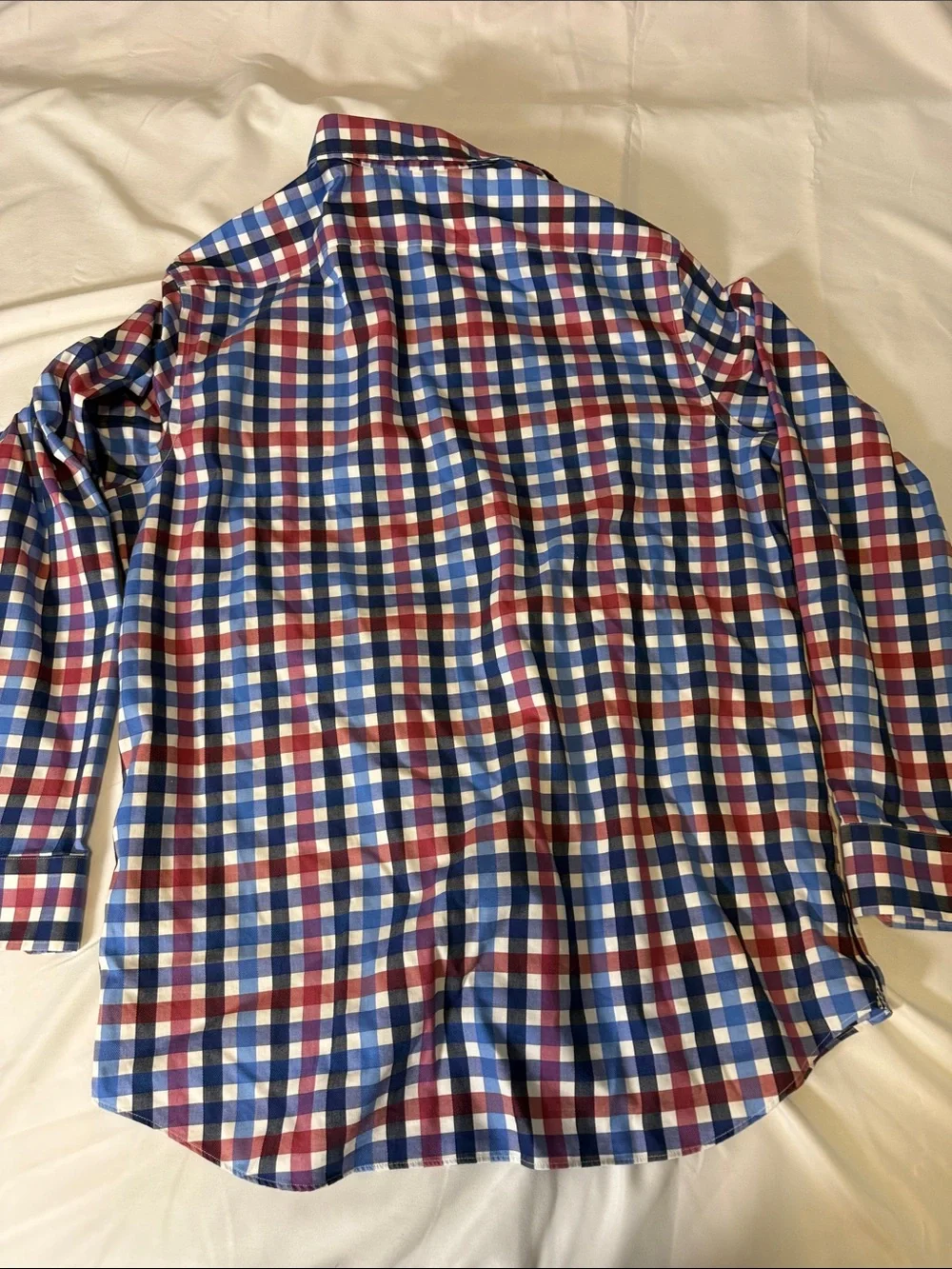 Banana Republic Red, Blue & White Plaid Button-Down Shirt Camden Fit Large